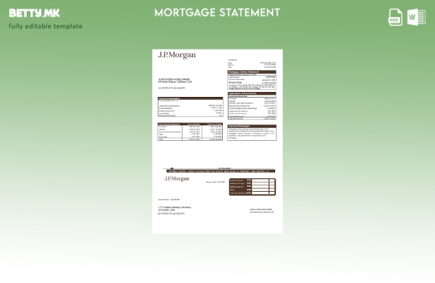 модерен стил Извештај за хипотека на банката на САД JP Morgan во шаблон за форма